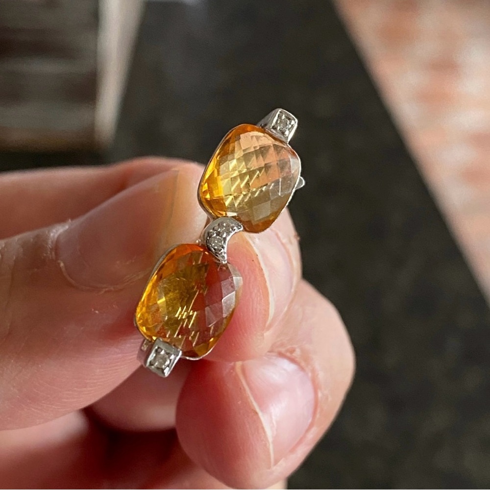 Citrine, Diamond and 14kt Sunglass Pendant